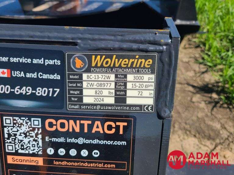 Unused Wolverine 72" Wide Mower for Skid Steer