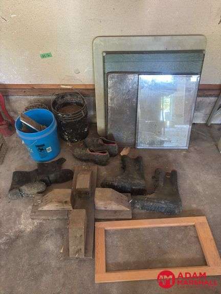 Card Tables, Cement Tools, Bucket of Rocks