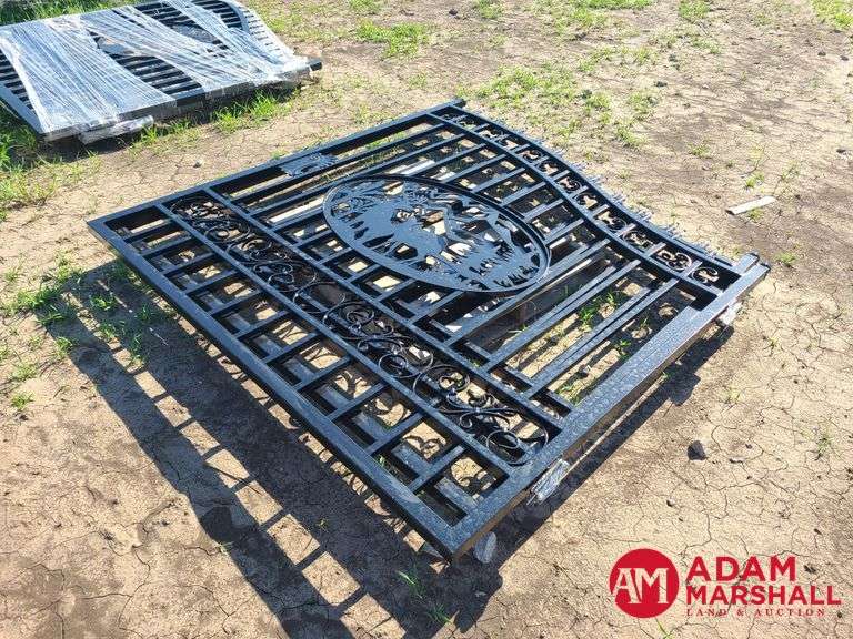 Unused 14FT Bi-Parting Iron Gate with Deer Artwork