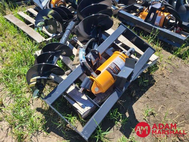 Unused Wolverine Hydraulic Auger w/ 12" & 18" Bits for Skid Steer