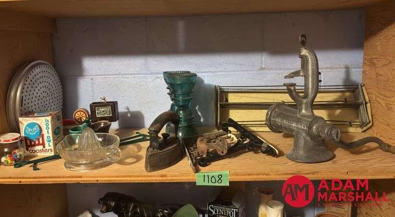 Metal Clothes Rack, Insulators, Sad Iron and other Vintage Items