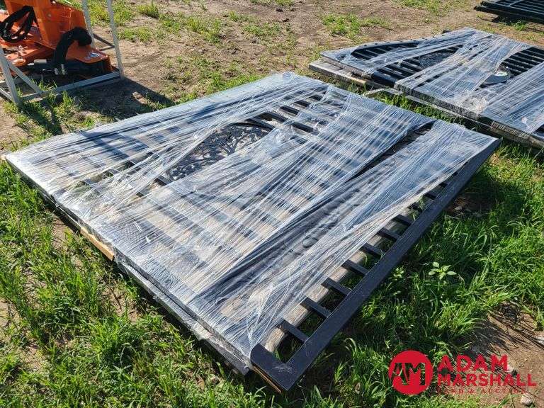 Unused 14FT Bi-Parting Iron Gate w/ Tree Artwork