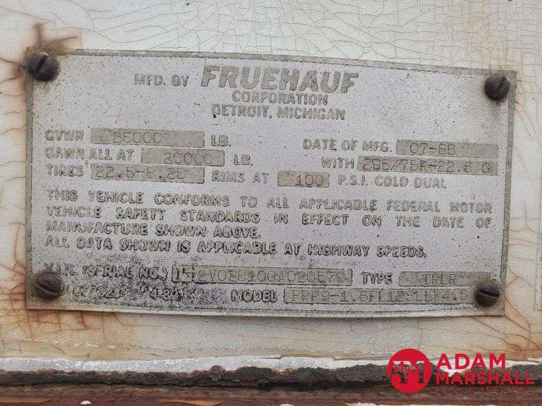 1986  Fruehauf  Van Trailer - 28FT
