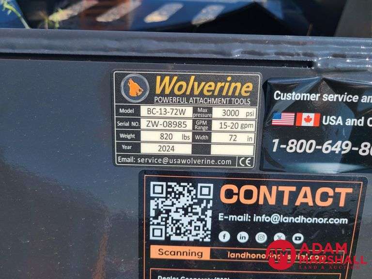 Unused Wolverine 72" Wide Mower for Skid Steer