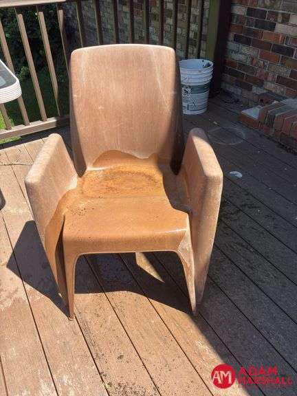 Glass Top Outdoor Table, 2 Plastic Chairs & Misc.