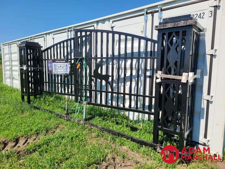 Unused 20FT Iron Gate w/ Pillars