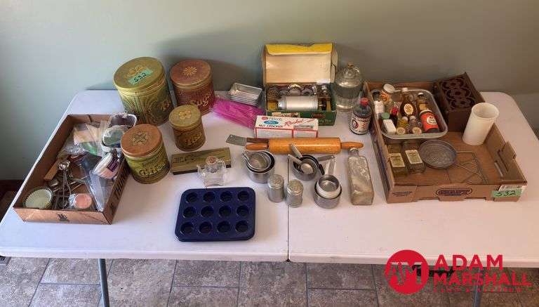 Old Bottles, Cookie Press, Bread Pans, Nut Crackers, Old Metal Canisters & More