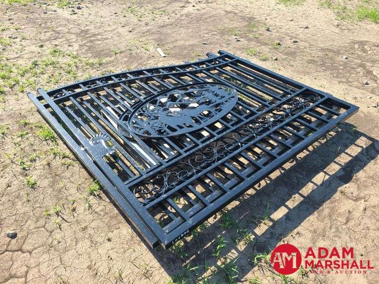 Unused 14FT Bi-Parting Iron Gate with Deer Artwork