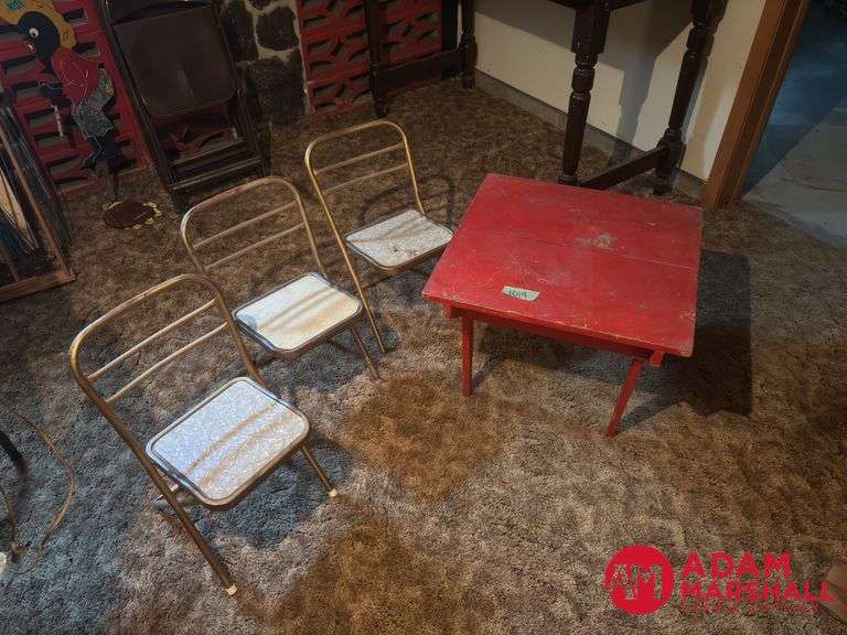 Kids Vintage Table and 3 Folding Chairs