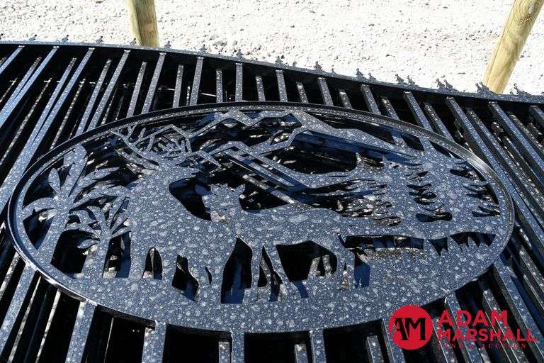 Unused 20FT Bi-Parting Iron Gate with Deer Artwork