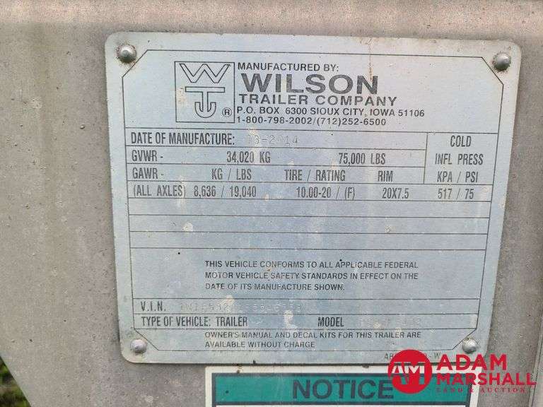 2015  Wilson  Cattle Pot   - 53FT