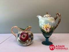 Hand Painted Tea Pot & Chipped Pitcher