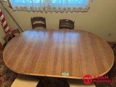 Wooden Table with 3 Leaves & 6 Chairs