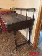 Large Vintage Bank Teller Desk. Measures 60 by 34 by 55 tall