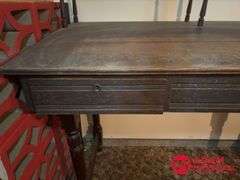 Large Vintage Bank Teller Desk. Measures 60 by 34 by 55 tall