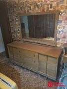 Wooden Dresser With Attached Mirror 64 by 20