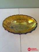 Footed Carnival Glass Fruit Bowl