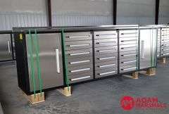 Unused Steelman Tool Box - Stainless Steel, 2 Door & 18 Drawer, 113"W x 24"D x 38"H
