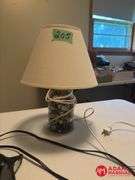 Adjustable Desk Lamp, Lamp filled with Buttons & Fiber Optic Flower Display Case