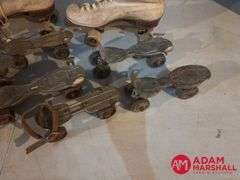 One Set of Shoe Roller Skates and  8 Strap On Skates