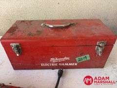 Milwaukee Metal Tool Box with Accessories & Milwaukee Rotary Hammer (Not Tested)
