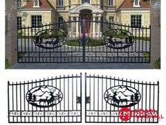 Unused 20FT Bi-Parting Iron Gate with Deer Artwork