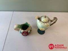 Hand Painted Tea Pot & Chipped Pitcher