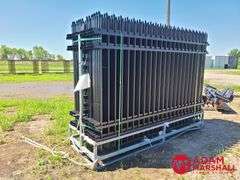 Wrought Iron Site Fence (30) Pieces w/ (31) Fence Posts, 7FTx10FT Long