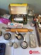 Old Bottles, Cookie Press, Bread Pans, Nut Crackers, Old Metal Canisters & More