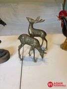 Glass Roosters, Metal Deer & Horse