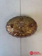 Footed Carnival Glass Fruit Bowl