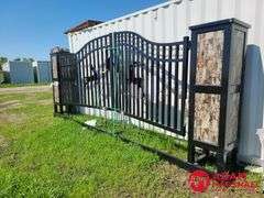 Unused 20FT Iron Gate w/ Pillars