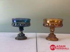 2 Carnival Glass Candy Dishes