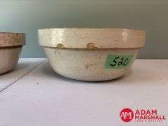 2 Large Crock Bowls - Has Some Chips & Cracks