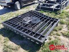 Unused 14FT Bi-Parting Iron Gate w/ Tree Artwork