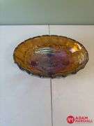 Footed Carnival Glass Fruit Bowl