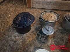 Old Canners, Basket, Tupperware and Cowboy Coffee Pot