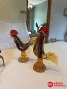 Glass Roosters, Metal Deer & Horse