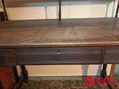 Large Vintage Bank Teller Desk. Measures 60 by 34 by 55 tall