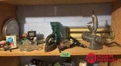Metal Clothes Rack, Insulators, Sad Iron and other Vintage Items