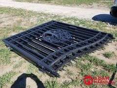 Unused 14FT Bi-Parting Iron Gate w/ Tree Artwork