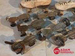 One Set of Shoe Roller Skates and  8 Strap On Skates