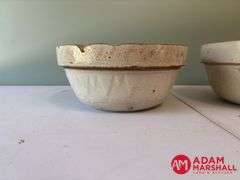 2 Large Crock Bowls - Has Some Chips & Cracks