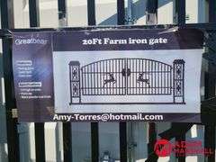 Unused 20FT Iron Gate w/ Pillars