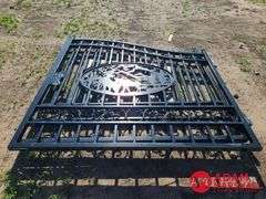 Unused 14FT Bi-Parting Iron Gate with Deer Artwork