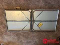 2 Card Tables , 1 Metal 5’ Table & 8 Metal Folding Chairs