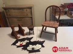Childs Wooden Chair & Various Wooden Decor