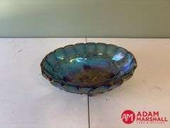 Footed Carnival Glass Fruit Bowl
