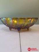 Footed Carnival Glass Fruit Bowl