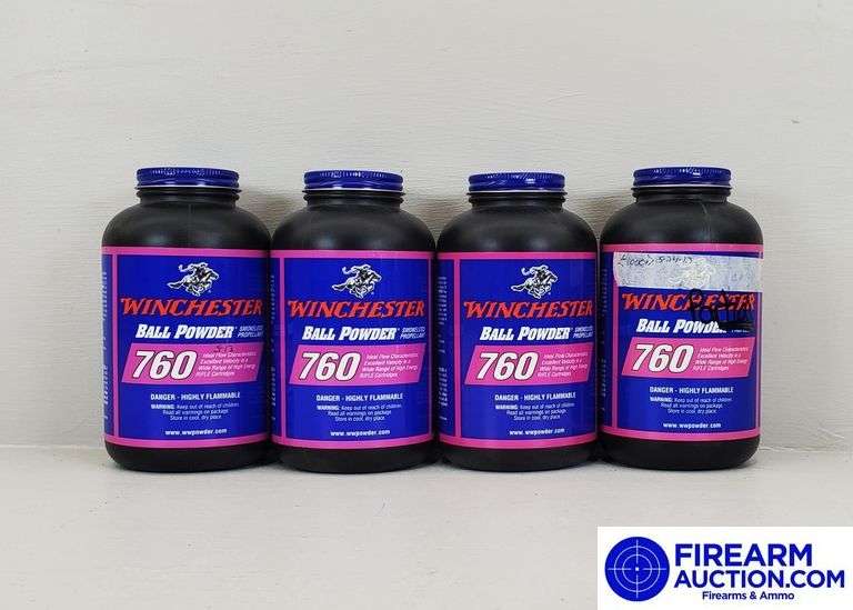 Powder - Wichester 760 Ball Powder (3 X 1 Lb + 1 Partial Container ...